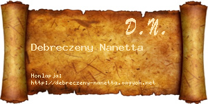 Debreczeny Nanetta névjegykártya