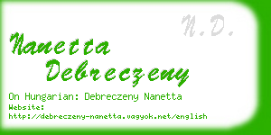 nanetta debreczeny business card